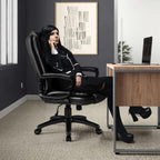 OFIKA Office Chair Computer Desk Chair Gaming - Ergonomic High Back Cushion Lumbar Support with Wheels Comfortable Black Leather Racing Seat Adjustable Swivel Rolling Home Executive (Black)