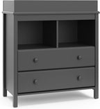 Storkcraft Alpine 2 Drawer Changing Table Chest, Gray | GREENGUARD Gold Certified, Dresser for Nursery, Changing Table with Drawers, Removable Changing Table Topper