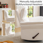 Rocking Chair Nursery with Adjustable Headrest,Manual Swivel Rocker Recliner Nursery Chair with Overstuffed Armrest,Glider Rocker Recliner for Living Room & Bedroom,White