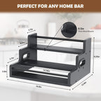 Liquor Bottle Display Shelf, LED Wine Bottle Display Rack with Remote Control, 3-Tier Bar Shelf Stand, Whiskey Spirits Wine Holder for Tavern, Liquor Cabinet, Coffee Syrup Rack for Home(Black)