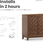 COLAMY 60" Sideboard Buffet Cabinet with Storage, Modern 4-Door Buffet Table with 3D Checkerboard Doors & Solid Wood Legs, Large Coffee Bar Cabinet for Dining Room, Living Room, Entryway, Espresso