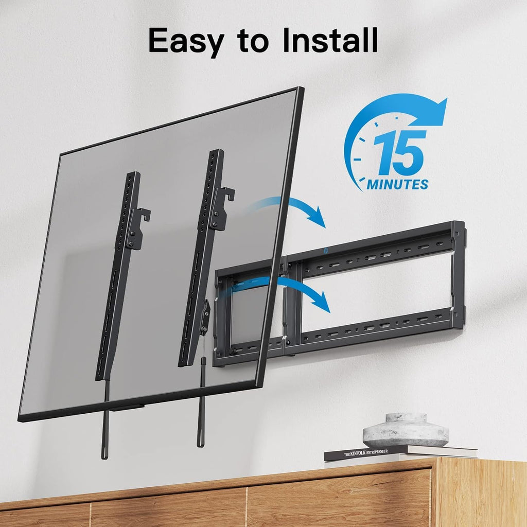 Pipishell Tilt TV Wall Mount Bracket Low Profile for Most 37-90 Inch LED LCD OLED Plasma Flat Curved TVs, Large Tilting Mount Fits 16"-24" Wood Studs Max VESA 600x400mm Holds up to 132lbs