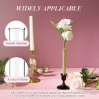 6 Pack 7.9" Glass Bud Vase Taper Candle Holder's Bud Vase for Flower Candlestick Sizes from 22mm to 27mm Adjustable Designed Specially for Taper Candle Holder for Tablescapes, Wedding Decor