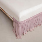 vctops Wrap Around Bed Skirt with 15 Inch Drop, Adjustable Elastic Dust Ruffled Bedding Skirt Fade Resistant Bedskirt, Easy to Install (Dusty Pink, Queen)