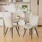 Dining Chair Set of 4 PU Leather Dining Room Chairs Upholstered Comfy Dining Chairs Modern Kitchen Armless Side Chair with Sturdy Metal Legs,Beige