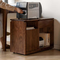 YESWOOD Solid Wood Side Table, Storage Side Table with Wheels, Narrow End Table with Drawer & Door, Rolling Bedside Table for Living Room, Dining Room(15.74" D x 23.62" W x 21.65" H, Walnut)