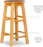 Linon Natural Barstool with Round Seat, 24-Inch