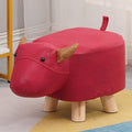 Cute Animal Footstool, Solid Wood Cartoon Stool with Soft Padded Cushion and Non-Slip Feet, Animal Shape Ottoman for Kids, G
