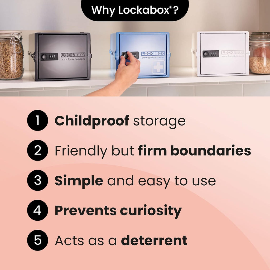 Lockabox Mini™ | Small Medicine Lock Box with Combination Lock (Half Letter Sized) | Mini Medical Lockable Box For Tablets, Creams & Medical Pens | External Size 8.8 x 6.1 x 4.7 Inches (Medi Red)