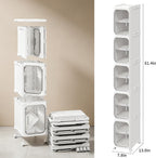 5-Tier Narrow Storage Cabinet Slim Bathroom Tall Skinny Organizer | Movable Slim Storage Cabinet with Lockable Rolling Wheels Adjustable Detachable Shelves Snap Assembly for Small Spaces,White