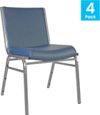Flash Furniture 4 Pack Hercules Heavy-Duty Vinyl Lobby Chairs with Ganging Brackets and Cushioned Seats, Stacking Chairs for Waiting Rooms/Offices, Navy