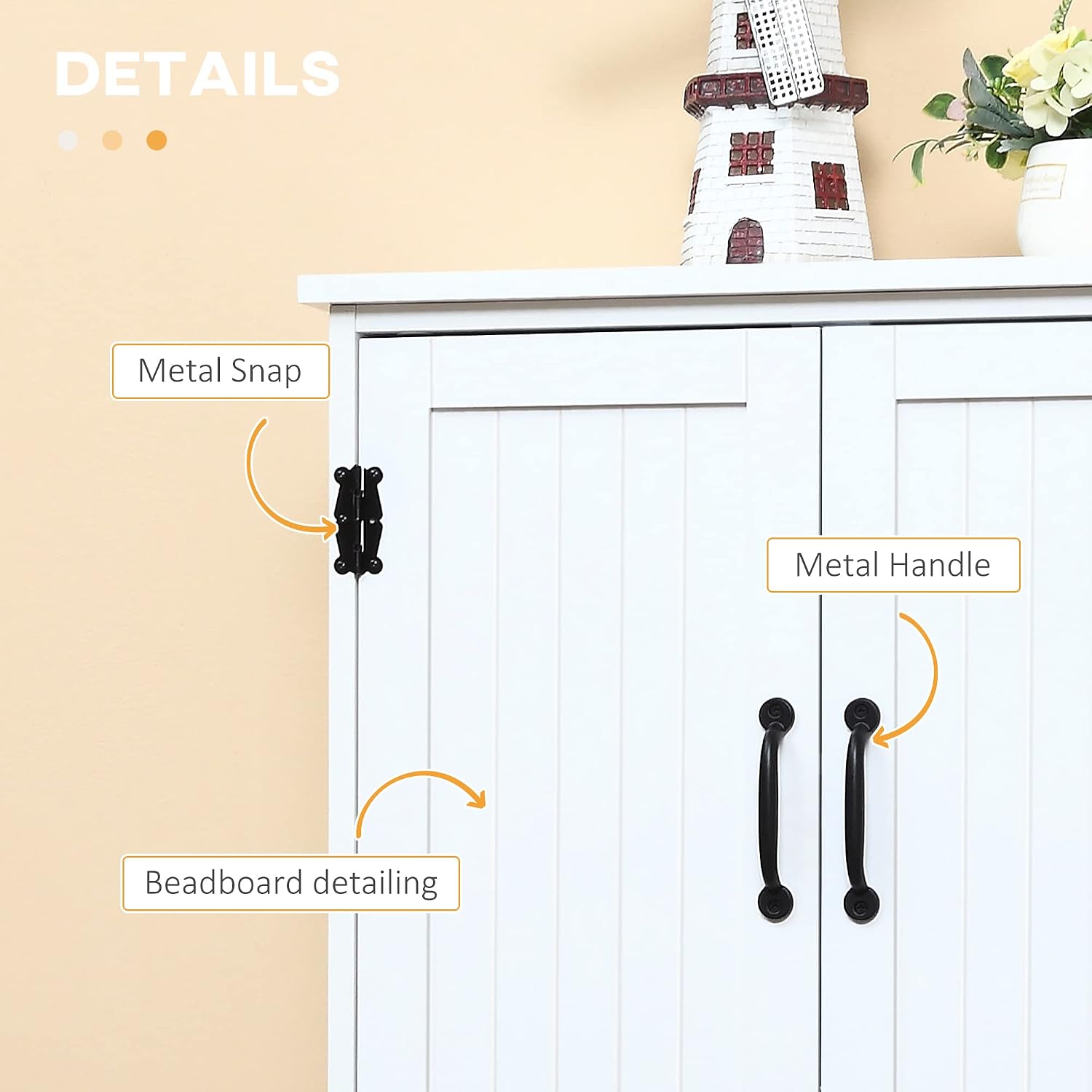 Farmhouse Kitchen Pantry, 48.5 Inch Floor Storage Cabinet, Cupboard Organizer, White