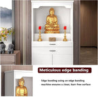 Meditation Altar Table with Storage – 31.5in Red Buddhist Shrine for Prayer & Relaxation, Decorative Prayer Stand Cabinet for Home Meditation & Spiritual Practices(Natural,50cm/19.6in)