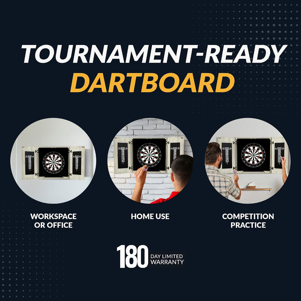 Hathaway Drifter Solid Wood Dartboard & Cabinet Set
