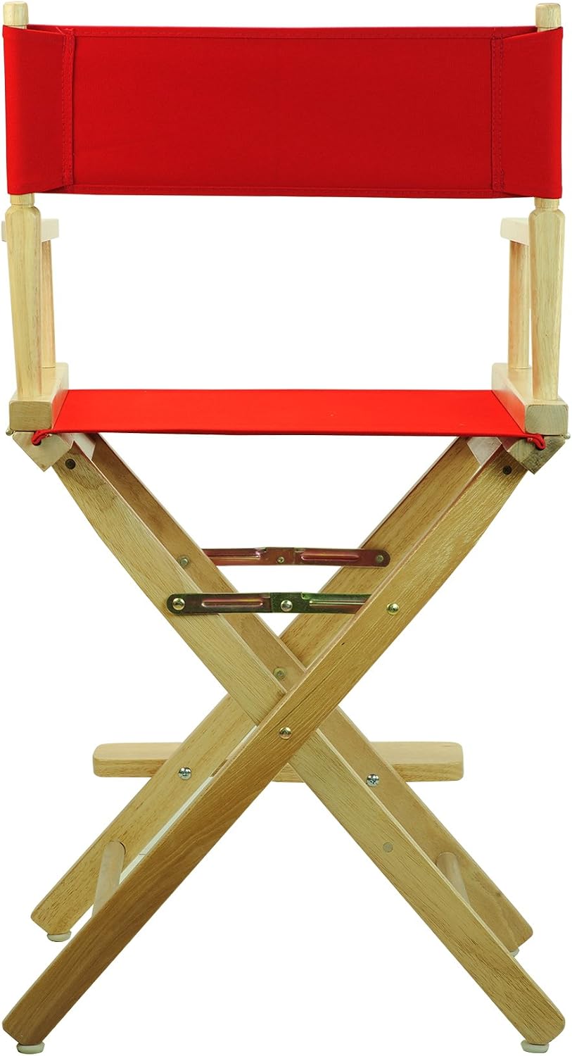Casual Home 24" Director's Chair Natural Frame with Red Canvas, Counter Height