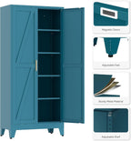 71”H Metal Kitchen Pantry Cabinet, Pantry Cabinets with 2 Doors and 4 Shelves, Kitchen Cabinet for Kitchen, Dining Room, Living Room and Bathroom, Blue