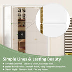Bifold Doors for 48" x 80" Opening, Preassembled 5 Panel Grooved Hollow Core Folding Door with Hardware Kit & Bifold Door Lock, White Primed Interior Doors for Closet, Pantry & Laundry