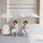 Kids Foldable Camping Chair, Sun Proof Umbrella, Baby Camping Chair with Umbrella Cute Cartoon Animal Print, Oxford Cloth, for Beach, picnics (Squirrel)