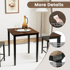 GOFLAME Square Bar Table, Counter Height Pub Table with Rubber Wood Legs, 30 x 30 x 36 Inch Cocktail Table, Dining Table for Kitchen, Bistro, Restaurant, Small Space, Black & Brown