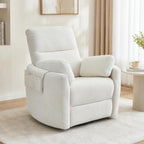 Oversized Power 270°Swivel Rocking Recliner Chair Nursery, White | Wraparound Arms, Four Storage Side Pockets, Detachable Organizer, 2 Pillows, USB & Type-C, One-Touch Controls, 30°Rocking