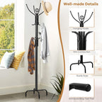 Tangkula Coat Rack Freestanding, 78 Inch Heavy Duty Metal Coat Tree, Free Standing Entryway Hat Coat Jacket Umbrella Holder, Clothes Hanger with Base Coat Rack Stand Black
