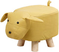 Cartoon Footstool Kids Stool Foot Stool Ottoman Animal Shaped Decorative Wooden Footrest Comfortable Fabric Suitable for Living Room Bedroom Nursery G, Yellow Dog