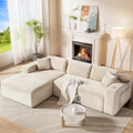 CAMMOO 108" Boneless Couch in One Box, Cloud Couches for Living Room, Beige | Compressed in One Box, Corduroy Boneless, Deep Seat, 4 Storage Pockets, L-Shaped Modular