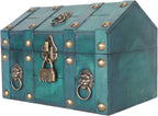 GLOGLOW Classic Chest Storage Box with Combination Lock, Multipurpose Compact Wood and Metal Storage Box for Jewelry, Small