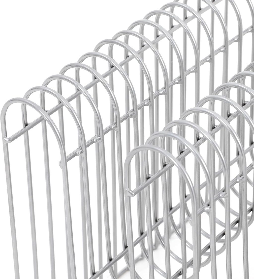 Modern Side Table M-Shaped Side Table Iron Linear End Table for Books, Magazines, Newspapers, 55.12 lbs Load, 16.92 * 11.81 * 11.81in, Silver