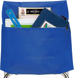 Seat Sack Student Chair Storage Pocket - 19", Single Pocket, Classroom Chair Organizer for Student Desks, Durable Over-the-Chair Storage, Ready-to-Use Name Tag Window, Blue, 1-Pack