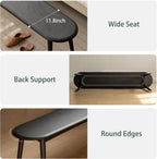 100% Solid Oak Dining Bench, Wood Bench for End of Bed with Rounded Corners, Entryway Benches for Entrance, Hallway, Kitchen, Living Room(Oak Black,12" L x 47.2" W x 16.2" H)