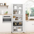 GREATMEET 71" Kitchen Pantry Storage Cabinet, Metal Garage Storage Cabinets with 2 Doors and Shelves, Tall Storage Cabinet, Laundry Room Cabinet, Food Pantry Cabinet, White