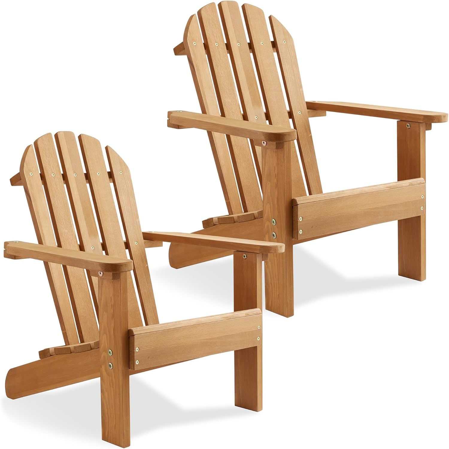Casafield Children's Adirondack Chairs, Set of 2 Cedar Wood Outdoor Kid's Chairs for Patio, Deck, Lawn and Garden, Partially Pre-Assembled - Natural