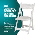 SIMPLEX White Stackable Folding Chairs, with Padded Seat & Mesh Back, Padded Indoor/Outdoor Folding Chair, Lightweight Foldable Chairs, Weight Capacity 800LBs (4 Pack)
