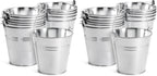 Juvale Galvanized Metal Buckets - 24 Pack, Silver, 4.7 in - Mini Metal Buckets with Handles for Party Decorations & Crafts