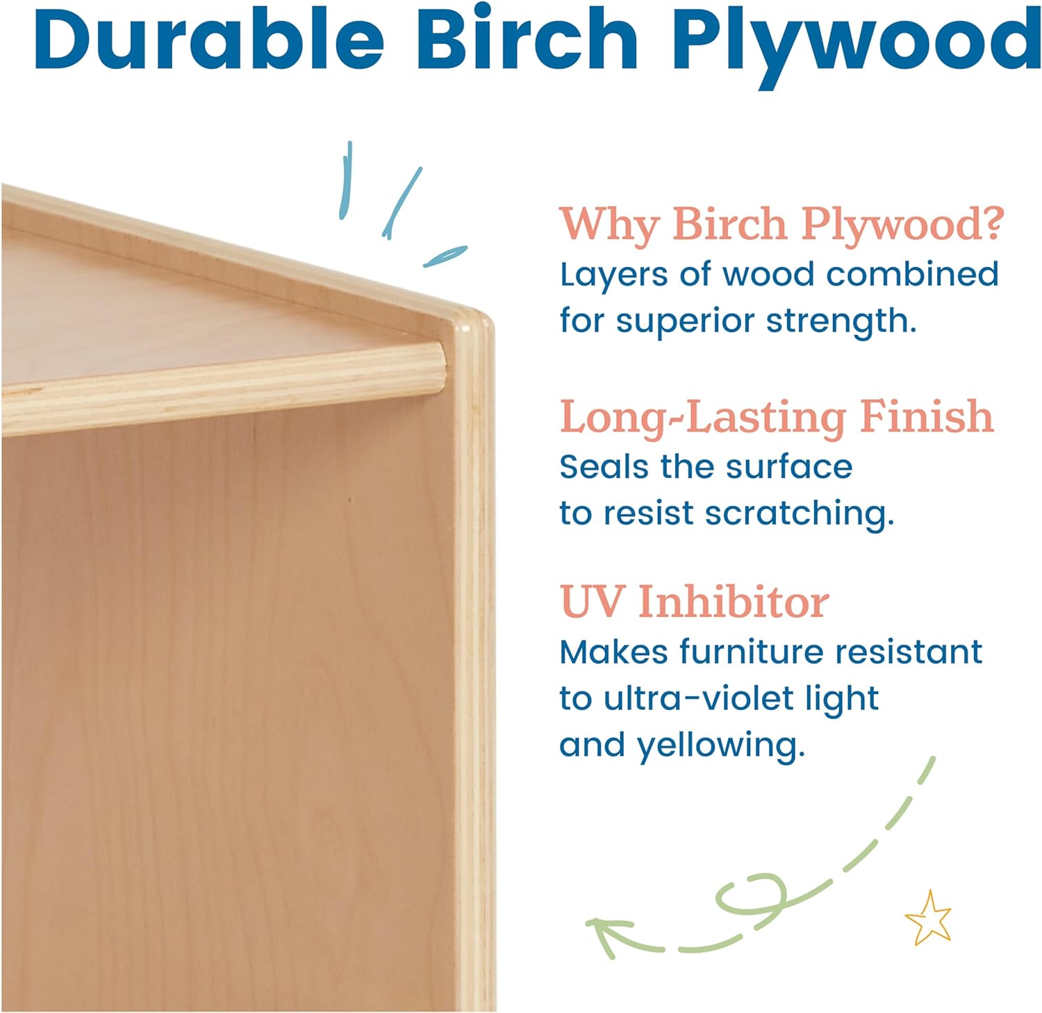 ECR4Kids Kiddo Classroom Bench, 12in Seat Height, Wooden, Children's Furniture, Natural
