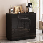 LVSOMT Sideboard Buffet Cabinet with Storage, Modern Accent Cabinet with Doors and Adjustable Shelve, 33" Wood Coffee Bar Cabinet for Kitchen, Entryway, Living Room, High Gloss Black