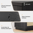 HOMMPA 31.5'' Sideboard Buffet Cabinet with Storage Boho Kitchen Buffet Cabinet with 2 Doors and Adjustable Shelves, Rattan Wood Coffee Bar Cabinets/Table for Living Room, Hallway & Kitchen Black