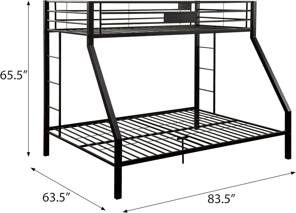 Sandy Black Twin XL,Queen Bunk Bed with Built in Ladder