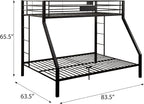 Sandy Black Twin XL,Queen Bunk Bed with Built in Ladder