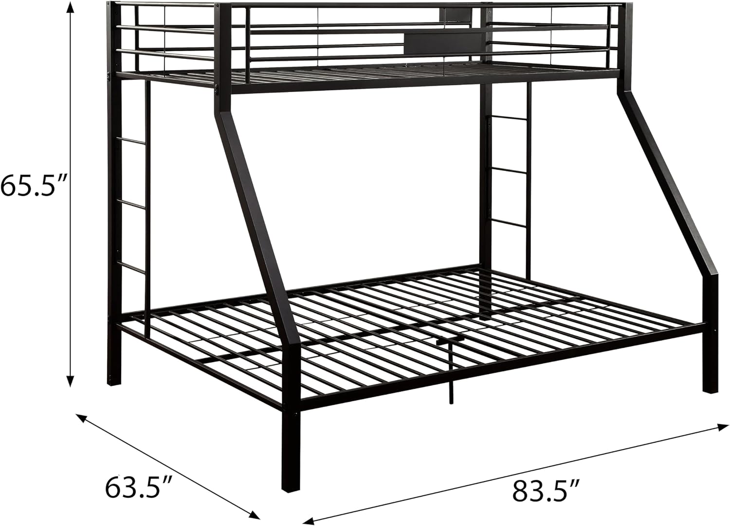 Sandy Black Twin XL,Queen Bunk Bed with Built in Ladder