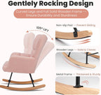 DUMOS Rocking Chair Nursery Teddy Upholstered Gliders Rocker Accent Reading Recliner Thick Padded Seat Ergonomic Modern with High Backrest Armchair Comfy Side for Living Room Bedroom Office Balcony