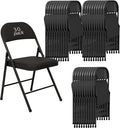 30 Pack Padded Folding Chairs, Heavy Duty Metal Frame with PU Leather Seat & Back, 350 lbs Capacity Portable Stackable Indoor Outdoor Chairs for Party Wedding Office(Black, 30 Pack)