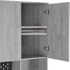 74 Inch Freestanding Kitchen Pantry Cabinet, Wooden Cutlery Storage Cabinet with Charging Station, LED Light for Kitchen, Dining Room and Living Room (Gray)