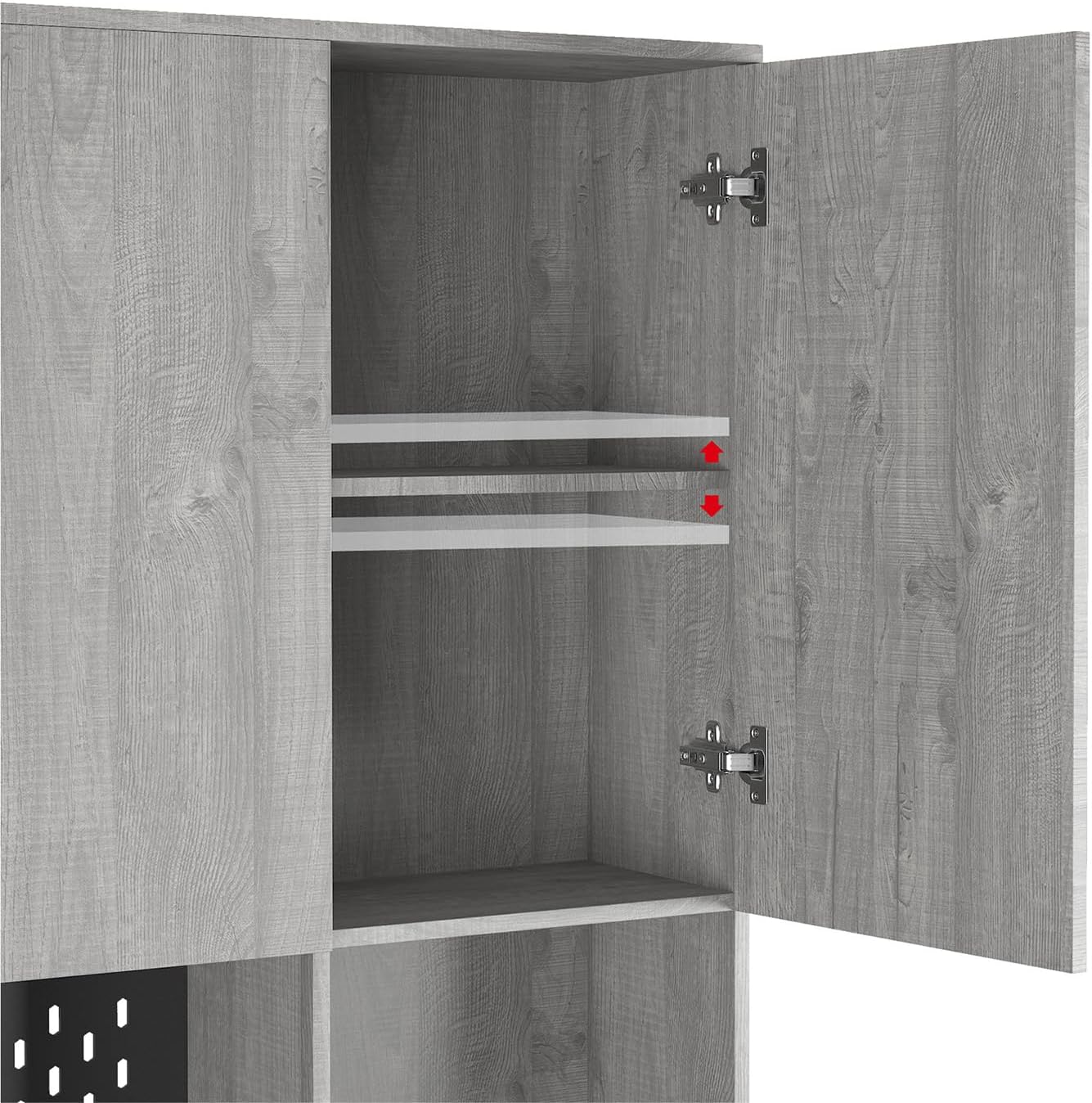 74 Inch Freestanding Kitchen Pantry Cabinet, Wooden Cutlery Storage Cabinet with Charging Station, LED Light for Kitchen, Dining Room and Living Room (Gray)