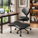 Pinmoco Black PU Leather Cross Leg Chair – Modern Home Office Desk Chair with Wheels, Ergonomic Comfortable Seat for Adults, Durable Water-Resistant Professional Design
