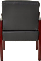 Lorell Black Leather/Wood Frame Guest Chair, Mahogany/Black