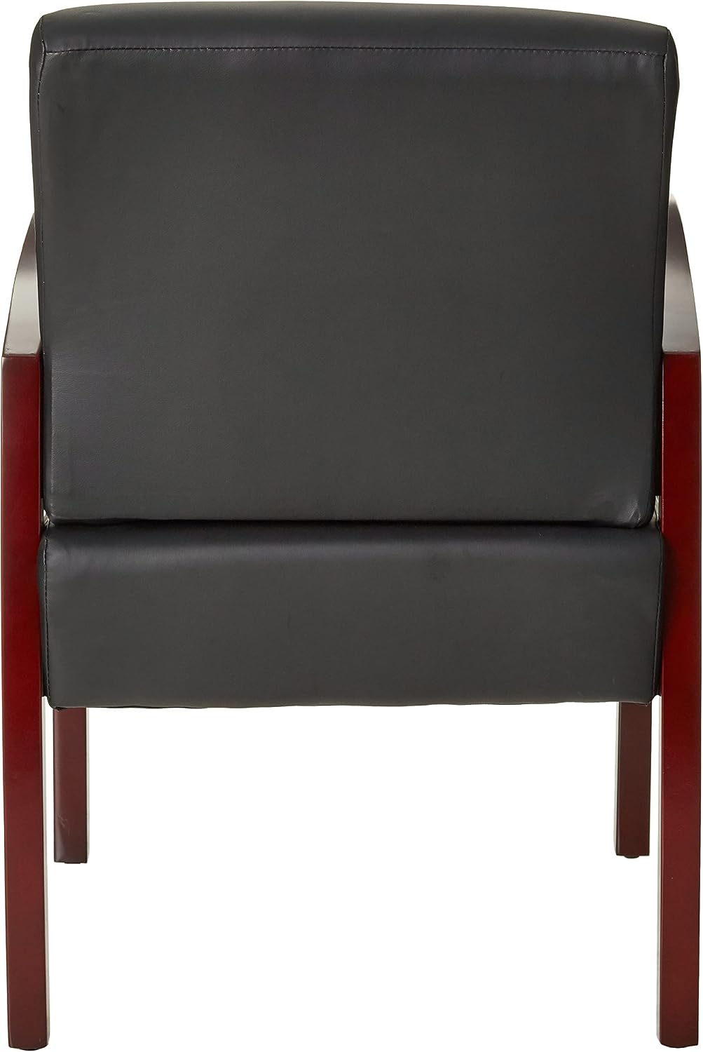 Lorell Black Leather/Wood Frame Guest Chair, Mahogany/Black