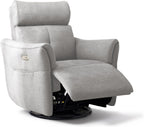 Power Rocking Chair Nursery Glider Recliner with Adjustable Headrest, Dual Motor Chenille Swivel Rocker Recliner Chair with USB Port and Storage Bags, FSC, CertiPUR-US® Certified, Crockery Grey