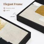 Abstract Neutral Textured Framed Canvas Wall Art Set of 3, Minimalist Wall Decor Modern Art Prints, Black Gold Wall Painting Artwork for Living Room,Bedroom,Dining Room,Office, 16"x24"